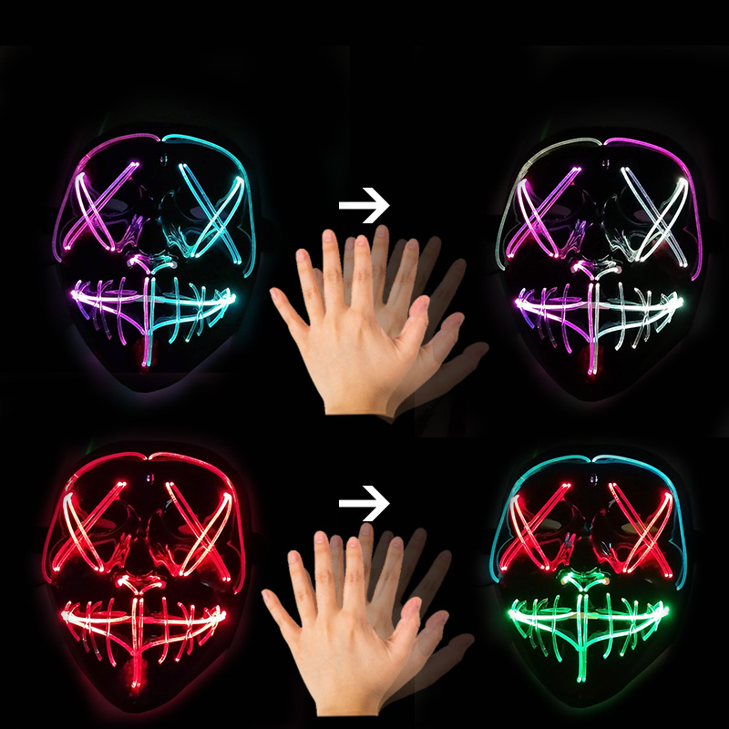 Led Purge Mask Halloween - Maschera LED con Controllo Gestuale, Luminosa,