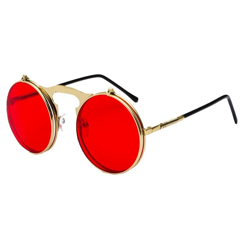Glow In The Dark Party Glasses - Occhiali da Sole Rotondi Rossi Retrò
