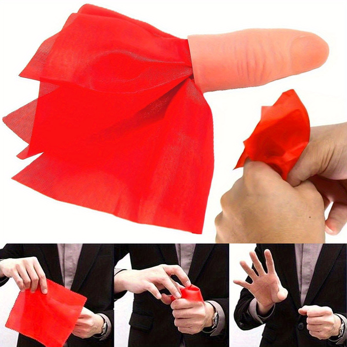 Thumb Tip Magic Trick Set - 1 set Sciarpa-Vanish Magia Punta del