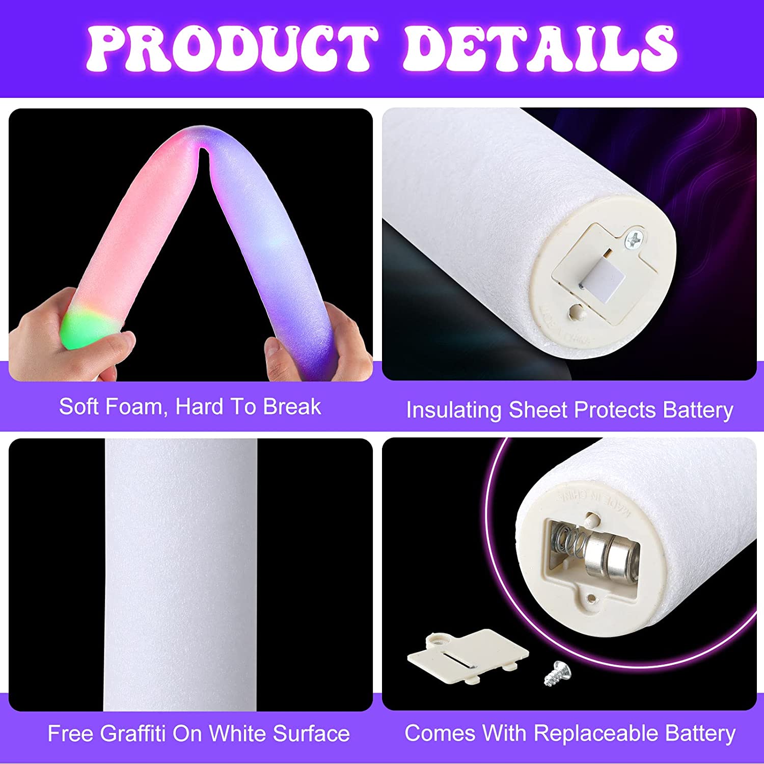 30/60 pz LED Glow Foam Stick L - Flashing Led Foam Sticks Party recensione e prezzo