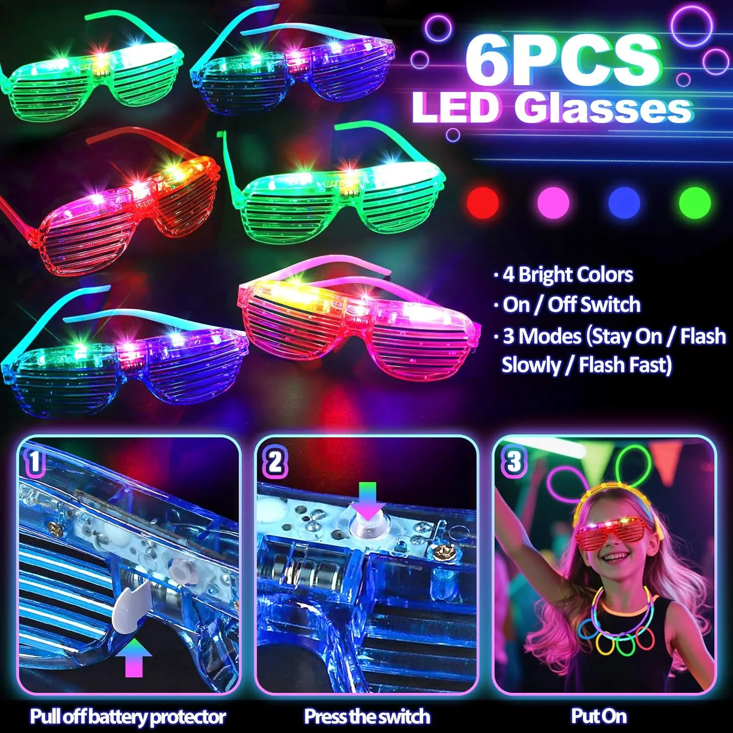 128 pezzi di occhiali luminosi - Glow In The Dark Party Glasses recensione e prezzo