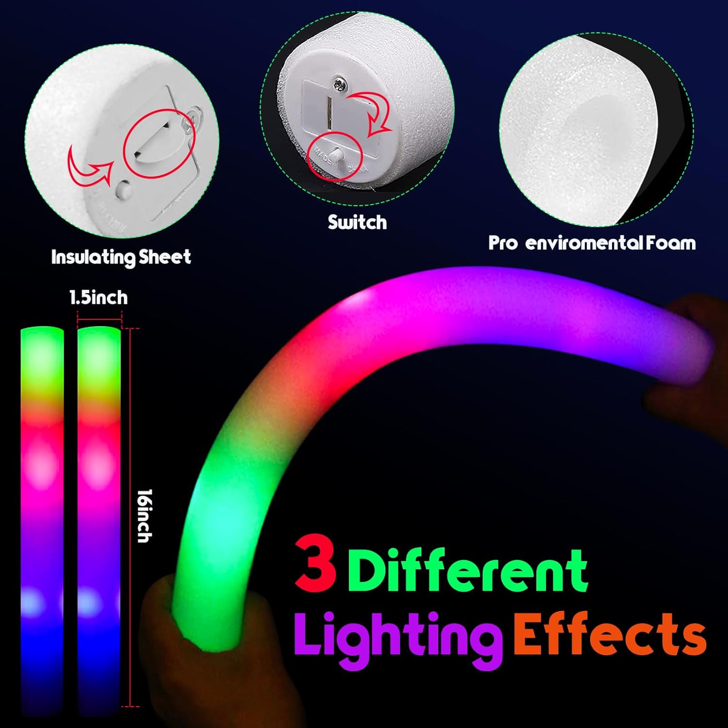 Bastoncini luminosi in schiuma - Flashing Led Foam Sticks Party recensione e prezzo