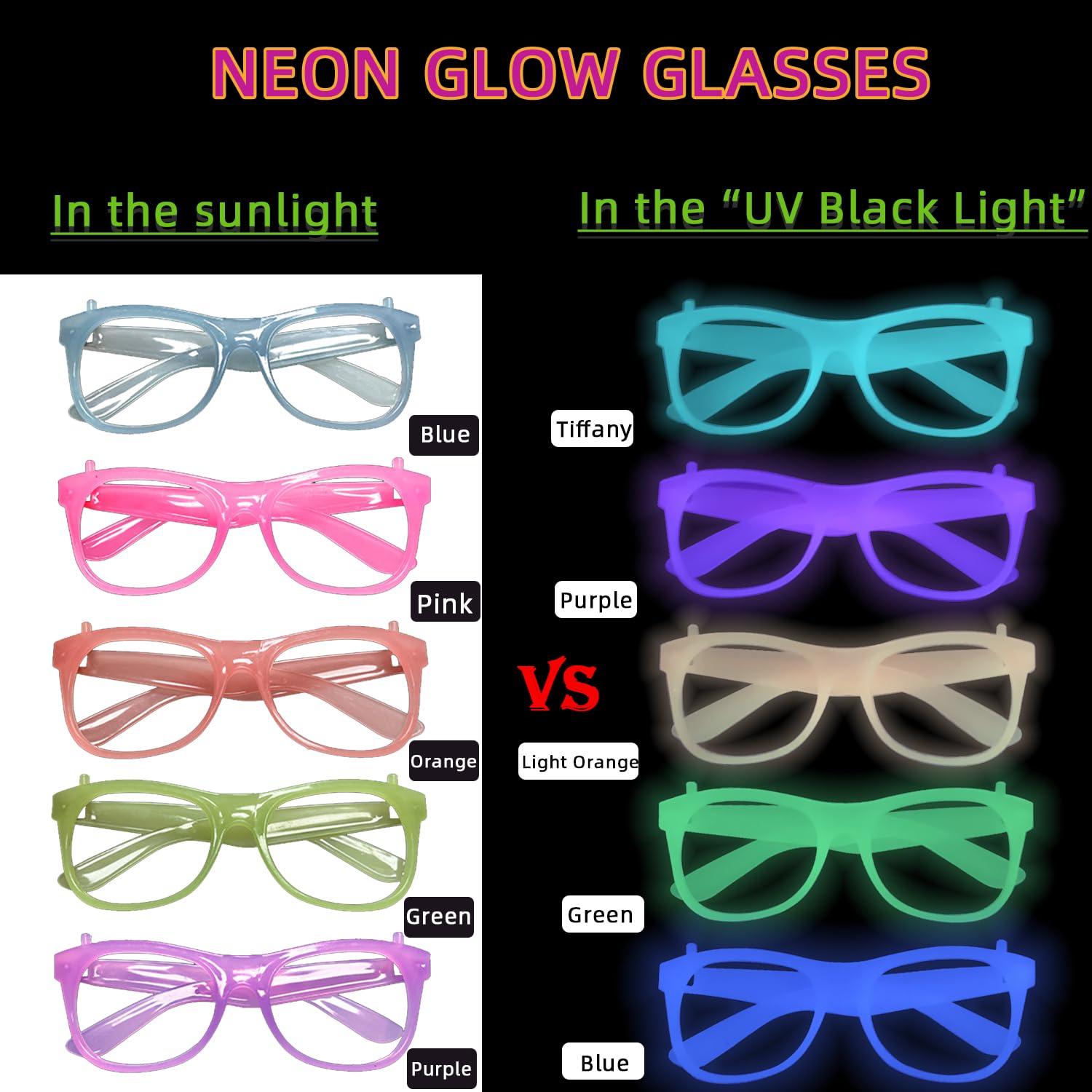 2/12 pezzi di occhiali al neon - Glow In The Dark Party Glasses recensione e prezzo